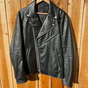 Black Faux Leather Zipper Jacket Large